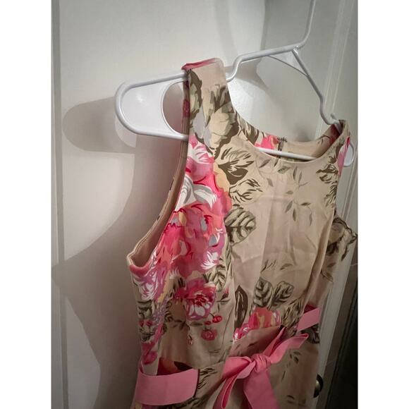 Yuke Floral Fairy Sleeveless Pink & Beige sheath dress Sz 10 barbiecore wedding - Picture 6 of 9